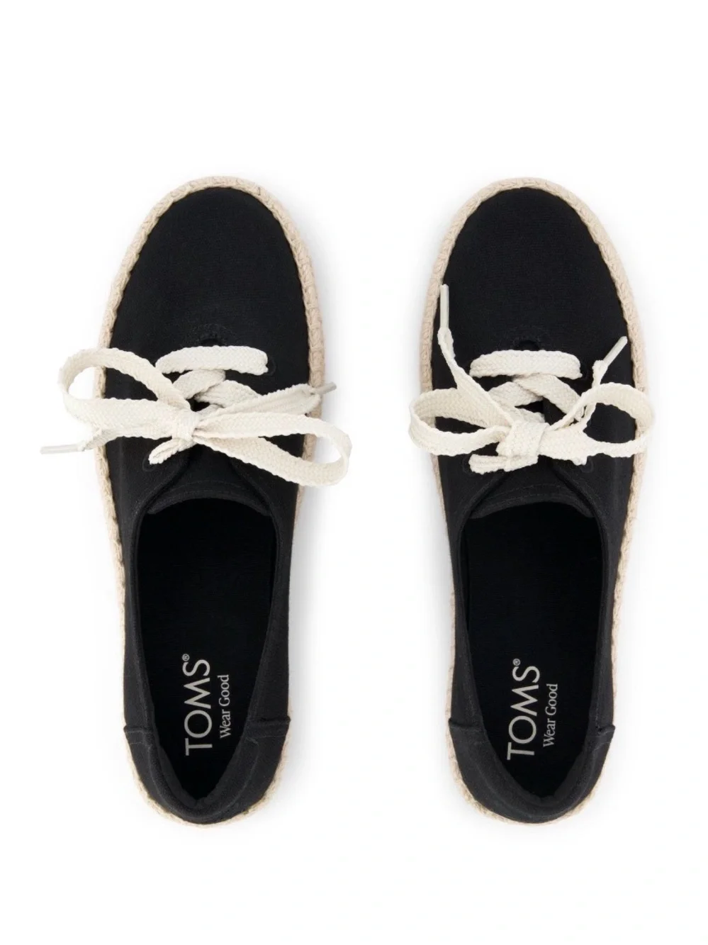 TOMS Alpargata Platform Rope Espadrille Lace Up Sneakers Black Canvas Womens 6